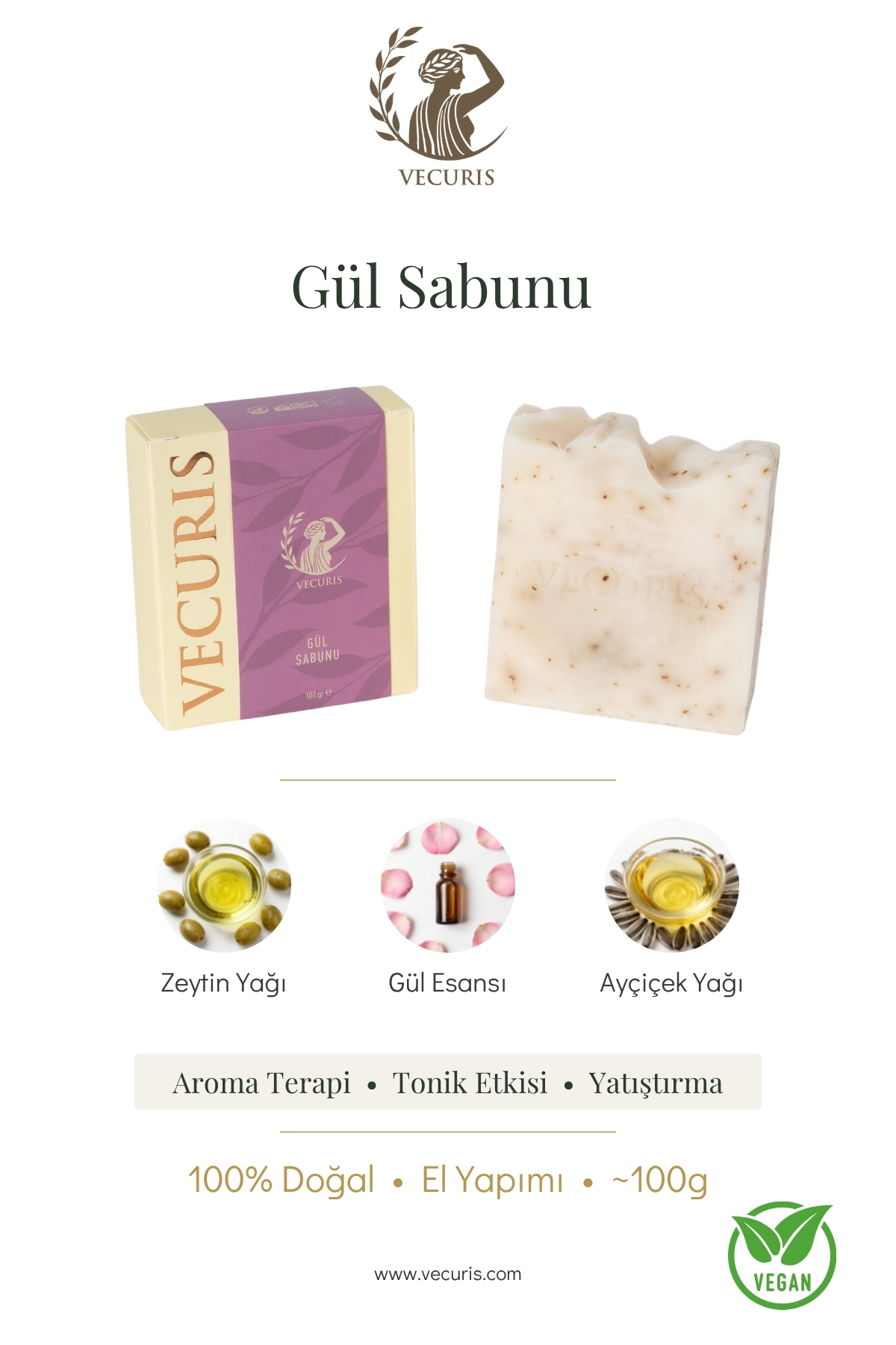 Aromaterapi Gül Sabunu | Gül Yaprakları ve Zeytin Yağı | Doğal Sabun