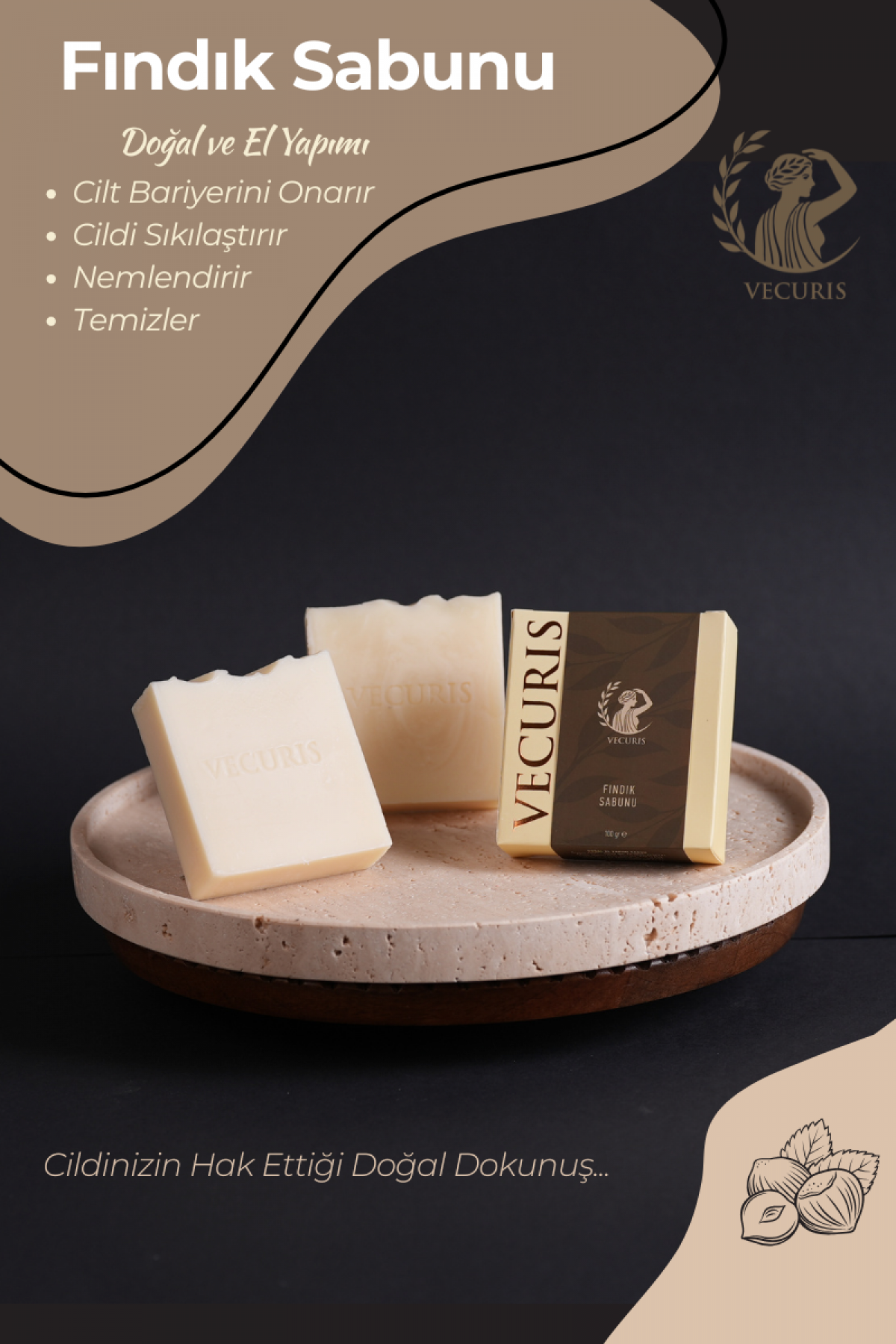Yoğun Nemlendirici Fındık Sabunu | Fındık Yağı, E Vitamini | Doğal Sabun
