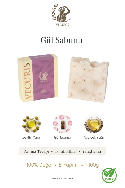 Aromaterapi Gül Sabunu | Gül Yaprakları ve Zeytin Yağı | Doğal Sabun
