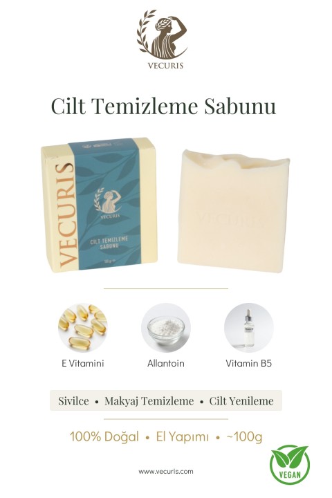 Hassas Arındırıcı Cilt Temizleme Sabunu | Vitamin B5, Allantoin | Doğal Sabun