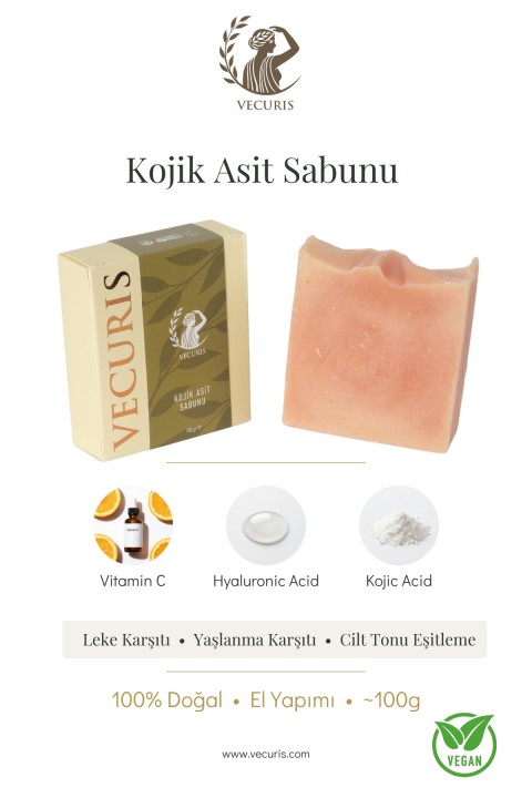 Leke Karşıtı Kojik Asit Sabunu | Kojik Asit, C Vitamini, Hyalüronik Asit | Doğal Sabun