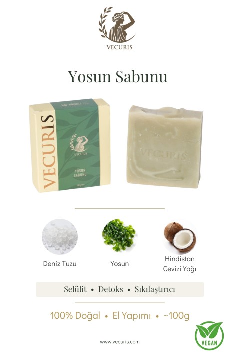 Selülit Karşıtı Yosun Sabunu | Deniz Yosunu, Mineral Tuzlar | Doğal Sabun