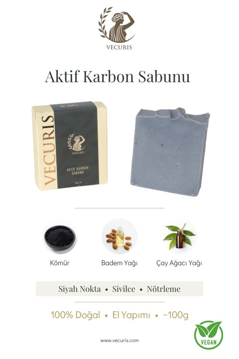 Siyah Nokta Karşıtı Aktif Karbon Sabunu | Çay Ağacı Yağı | Doğal Sabun