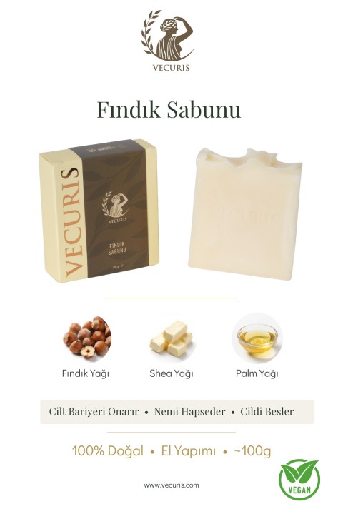 Yoğun Nemlendirici Fındık Sabunu | Fındık Yağı, E Vitamini | Doğal Sabun