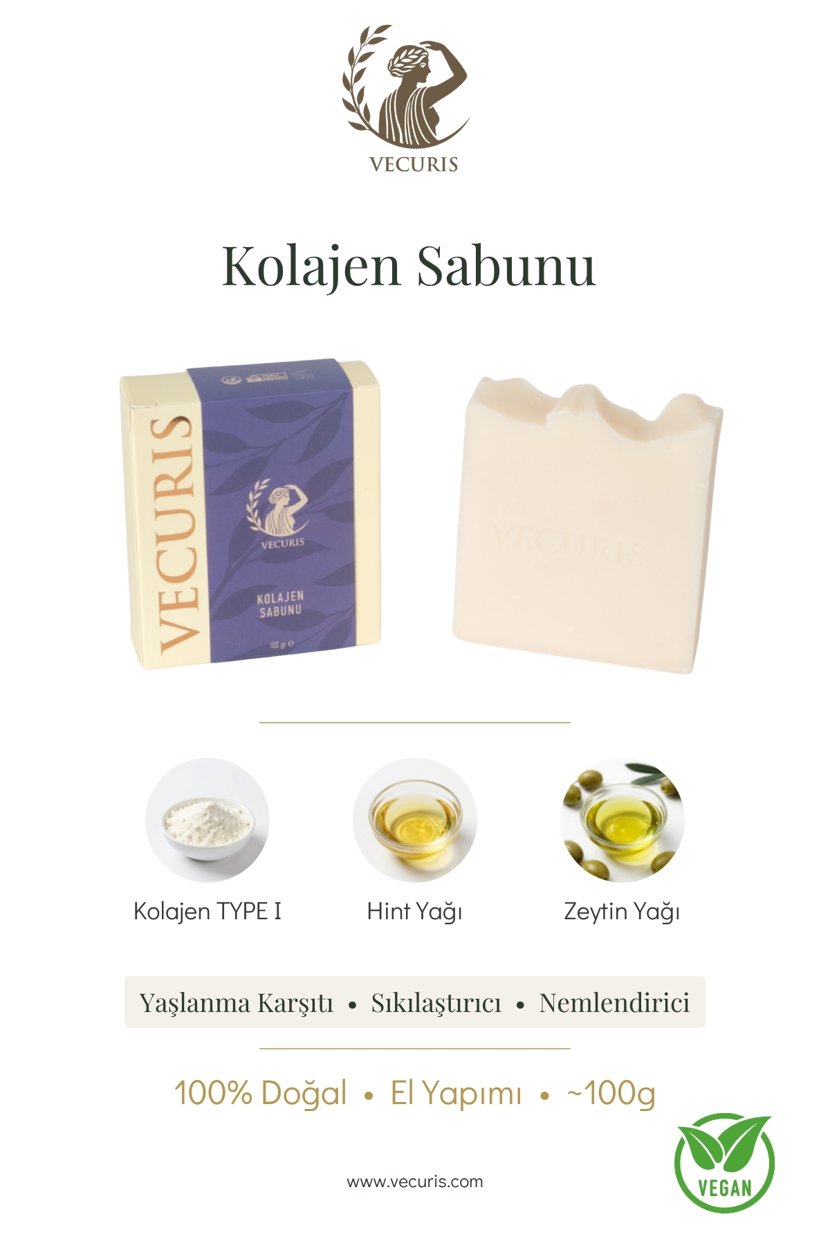 Yaşlanmayı Önleyici Kolajen Sabunu | Hidrolize Kolajen | Doğal Sabun
